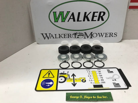 WALKER DECK BUSHING SET-5740-2 , F123 snap rings, shims, rubber washers & decal